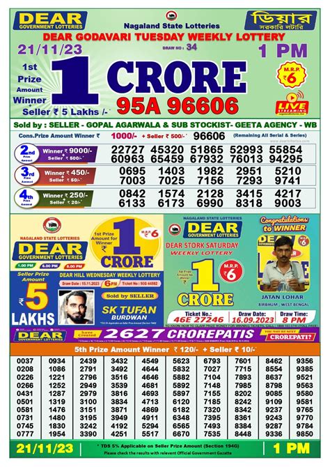dear lottery result today 1pm 2023 west bengal|Dear Lottery Result Today 1 PM 6 PM 8 PM(26.